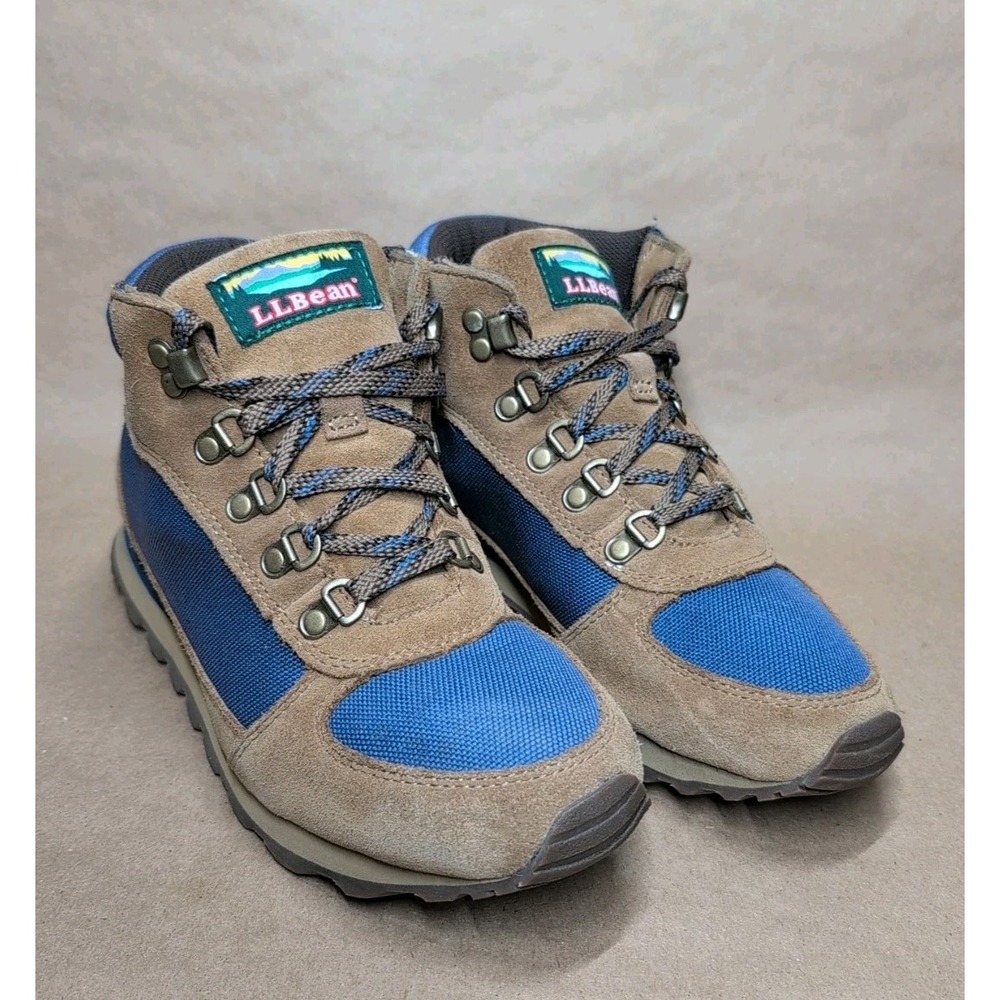 LL Bean‎ Women's 6.5 Hiking Boots Tek 2.5 Retro Leather 501750 Brown Blue Rugged